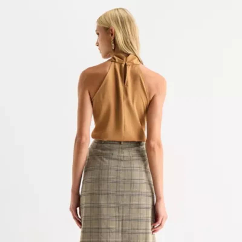 Worthington Womens Sleeveless Mock Neck Top