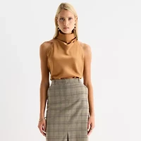 Worthington Womens Sleeveless Mock Neck Top
