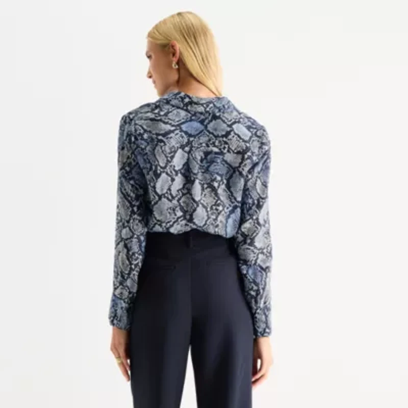 Worthington Womens Long Sleeve Blouse