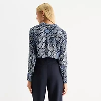 Worthington Womens Long Sleeve Blouse