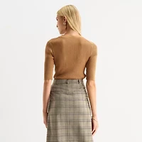 Worthington Womens V Neck Long Sleeve Button Open Front Cardigan