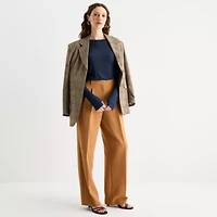 Worthington Womens Crew Neck Long Sleeve Blouse