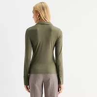 Worthington Womens Fitted Long Sleeve Regular Fit Button-Down Shirt