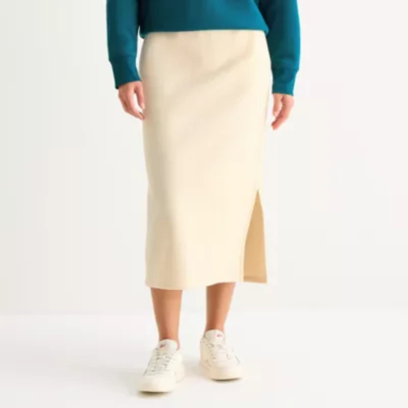 Xersion Womens Mid Rise Long Active A-Line Skirt