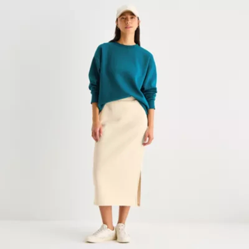 Xersion Womens Mid Rise Long Active A-Line Skirt