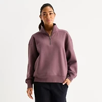 Xersion Womens Mock Neck Long Sleeve Active Quarter-Zip Pullover