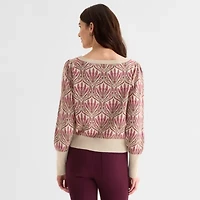 St. John's Bay Womens Boat Neck Long Sleeve Sweater