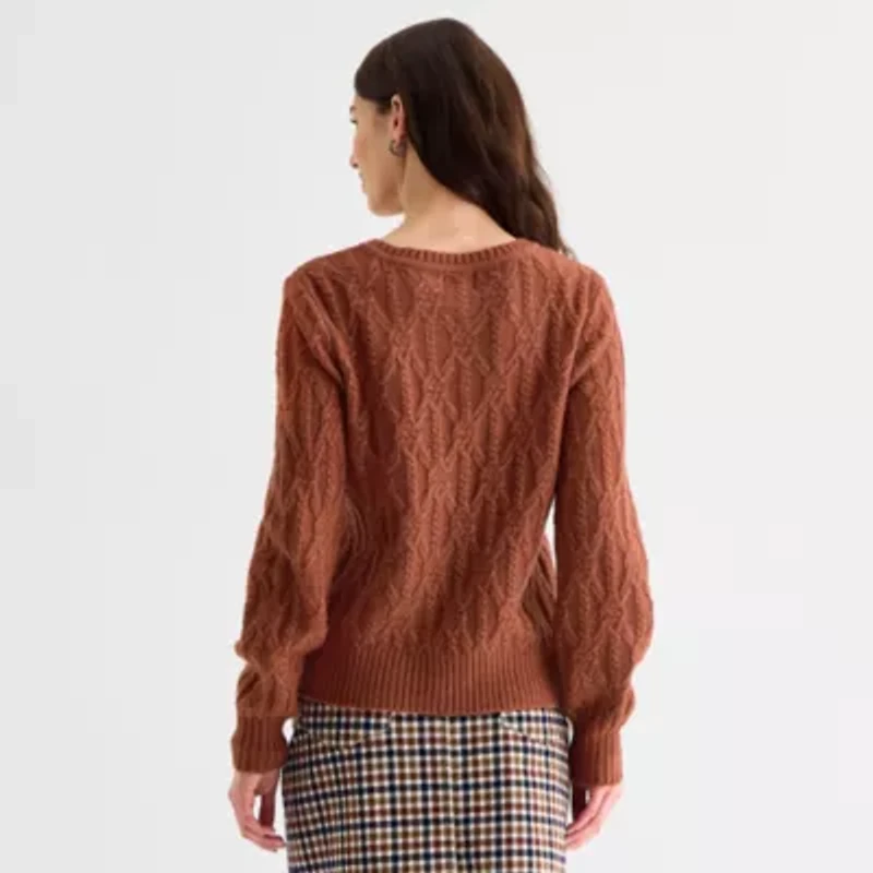 St. John's Bay Womens V Neck Long Sleeve Pullover Sweater