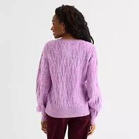 St. John's Bay Womens V Neck Long Sleeve Pullover Sweater