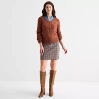 St. John's Bay Womens V Neck Long Sleeve Pullover Sweater