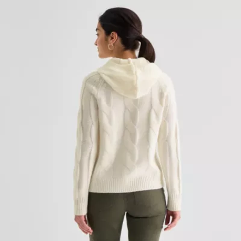 St. John's Bay Womens Mock Neck Long Sleeve Cardigan