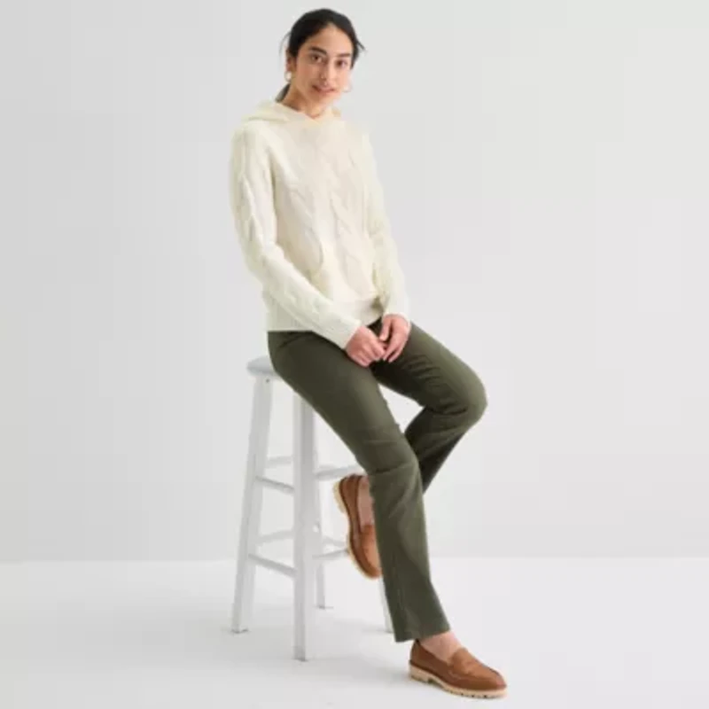 St. John's Bay Womens Mock Neck Long Sleeve Cardigan