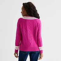 St. John's Bay Womens V Neck Long Sleeve Pullover Sweater