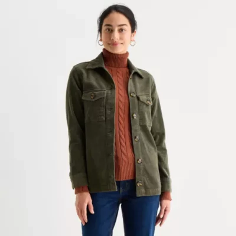 St. John's Bay Womens Midweight Shirt Jacket