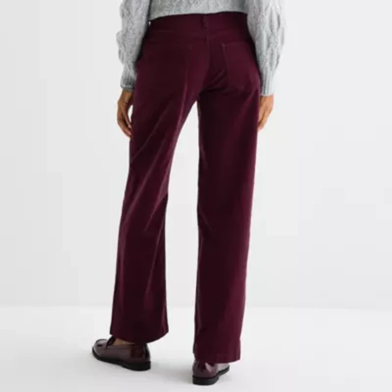St. John's Bay Womens Mid Rise Wide Leg Corduroy Pant