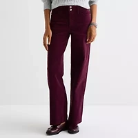 St. John's Bay Womens Mid Rise Wide Leg Corduroy Pant