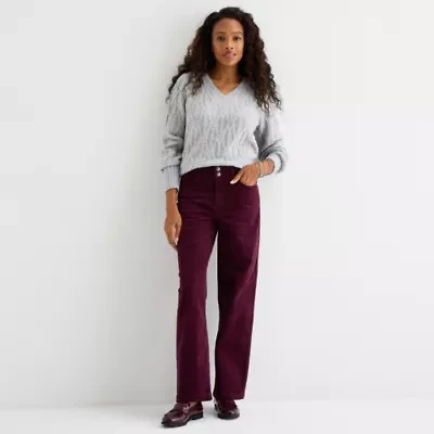 St. John's Bay Womens Mid Rise Wide Leg Corduroy Pant