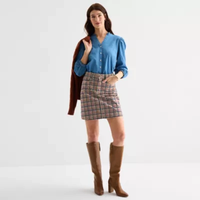 St. John's Bay Womens Midi A-Line Skirt