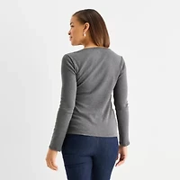 Liz Claiborne Womens Crew Neck Long Sleeve T-Shirt
