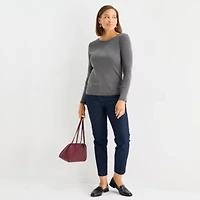 Liz Claiborne Womens Crew Neck Long Sleeve T-Shirt