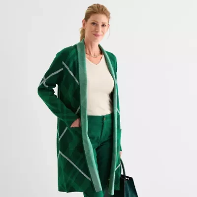Liz Claiborne Womens Long Sleeve Open Front Cardigan
