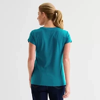 Liz Claiborne Womens Crew Neck Short Sleeve T-Shirt