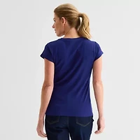 Liz Claiborne Womens Crew Neck Short Sleeve T-Shirt