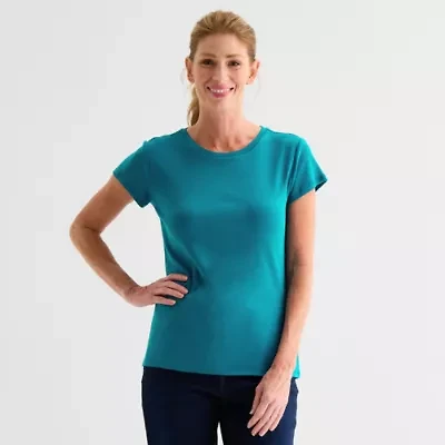 Liz Claiborne Womens Crew Neck Short Sleeve T-Shirt