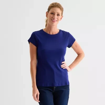 Liz Claiborne Womens Crew Neck Short Sleeve T-Shirt