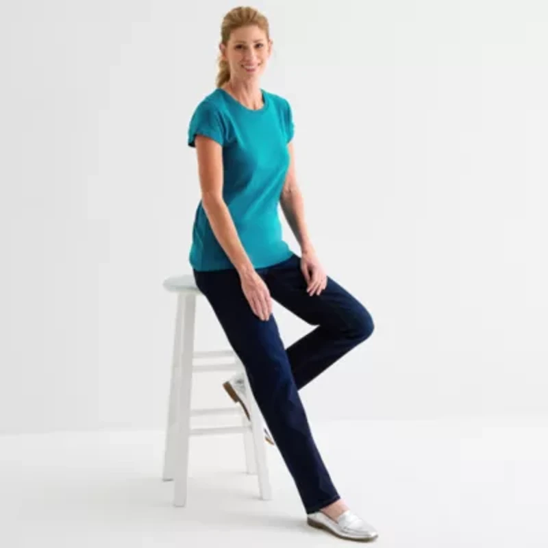 Liz Claiborne Womens Crew Neck Short Sleeve T-Shirt