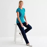 Liz Claiborne Womens Crew Neck Short Sleeve T-Shirt