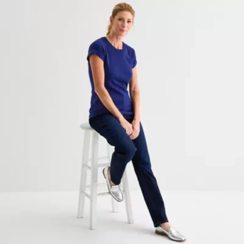 Liz Claiborne Womens Crew Neck Short Sleeve T-Shirt