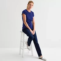 Liz Claiborne Womens Crew Neck Short Sleeve T-Shirt