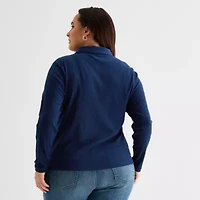 St. John's Bay Plus Womens Long Sleeve Polo Shirt