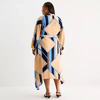 Worthington Womens Long Sleeve Geometric Plus Shirt Dress