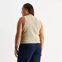 Worthington Plus Womens Mock Neck Sleeveless Pullover Sweater