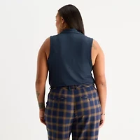 Worthington Womens Y Neck Sleeveless Plus Tank Top