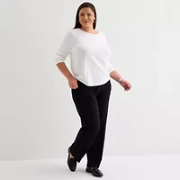 Liz Claiborne Womens Plus Crew Neck Long Sleeve T-Shirt