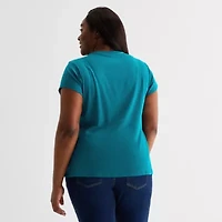 Liz Claiborne Womens Crew Neck Short Sleeve Plus T-Shirt