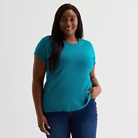 Liz Claiborne Womens Crew Neck Short Sleeve Plus T-Shirt