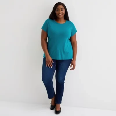 Liz Claiborne Womens Crew Neck Short Sleeve Plus T-Shirt