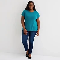 Liz Claiborne Womens Crew Neck Short Sleeve Plus T-Shirt