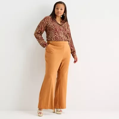 Bold Elements Womens Flare Mid Rise Plus Trouser