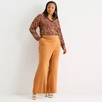 Bold Elements Womens Flare Mid Rise Plus Trouser