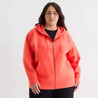 Xersion Womens Super Soft Fleece Full Zip Hoodie Plus