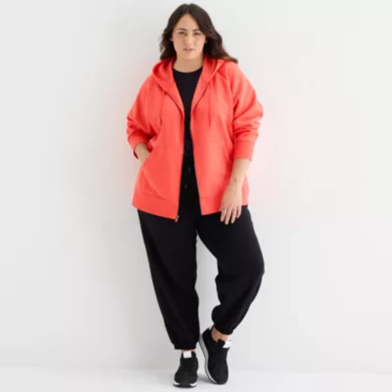 Xersion Womens Super Soft Fleece Full Zip Hoodie Plus