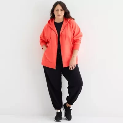 Xersion Womens Super Soft Fleece Full Zip Hoodie Plus