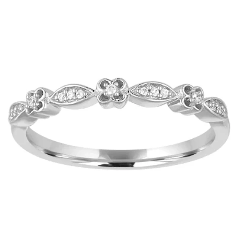 Womens Diamond Accent Natural White 10K Gold Wedding Band