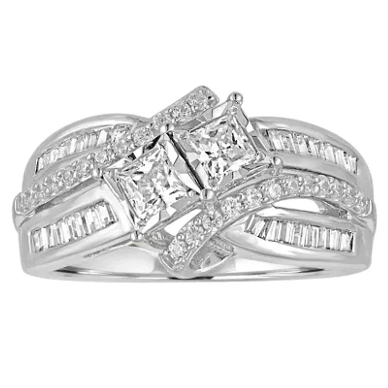 Two Forever Womens 1 CT. T.W. Natural White Diamond 10K Gold Bypass  Engagement Ring