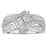 Two Forever Womens 1 CT. T.W. Natural White Diamond 10K Gold Bypass  Engagement Ring